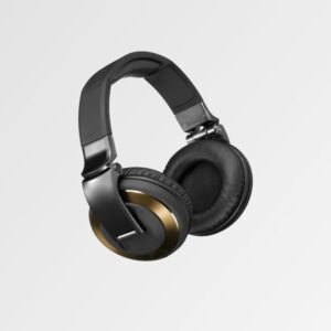 headset fone de ouvido preto e dourado