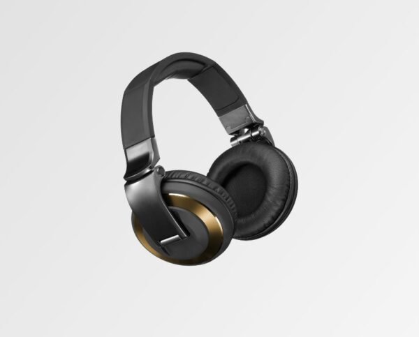 headset fone de ouvido preto e dourado